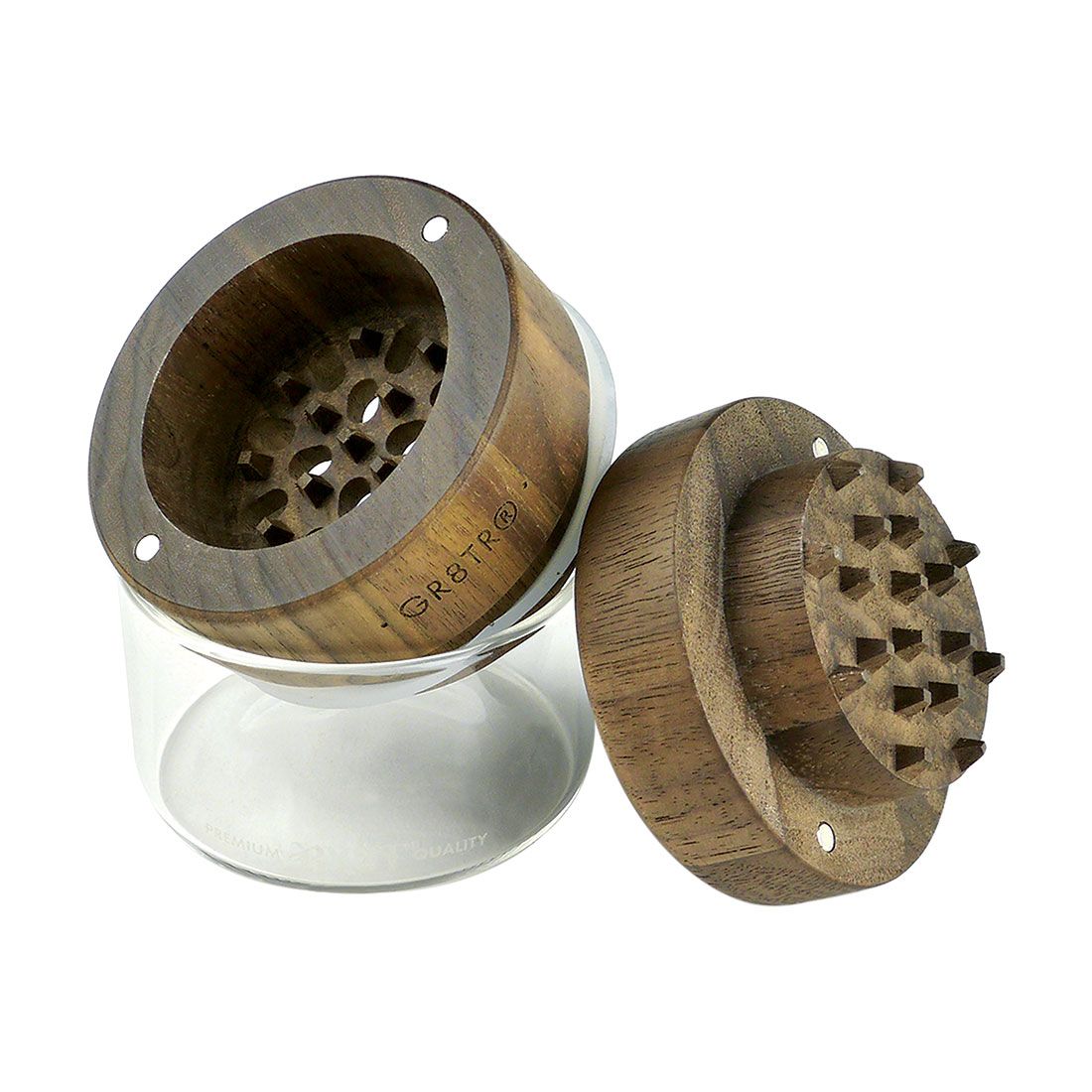 RYOT Wood GR8TR Grinder with Clear Jar Body and Beech Top Herb Raw Luxury NEW