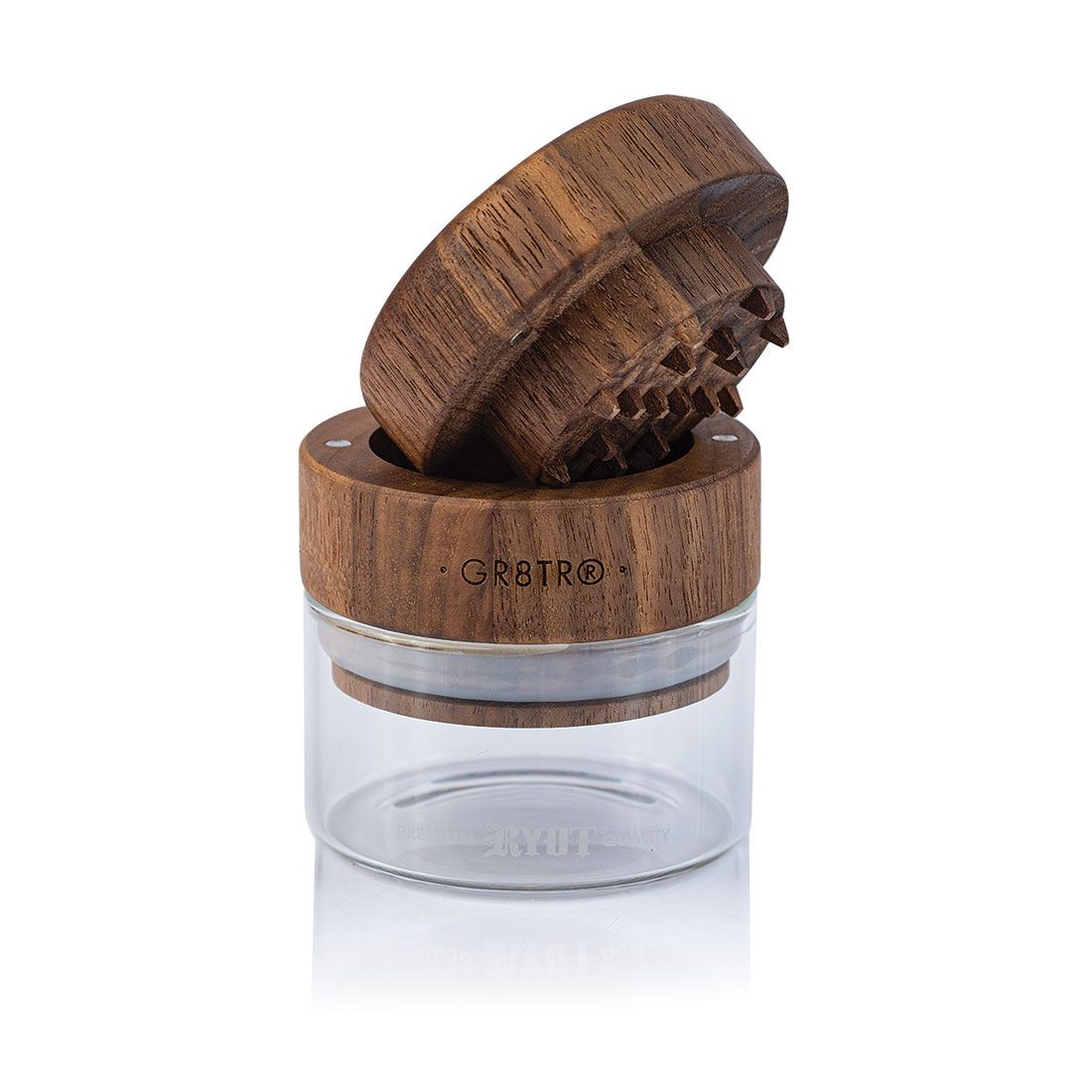 RYOT Wood GR8TR Grinder with Clear Jar Body and Beech Top Herb Raw Luxury NEW