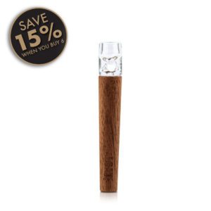 Wooden One Hitter with Glass Tip - 6 Pack