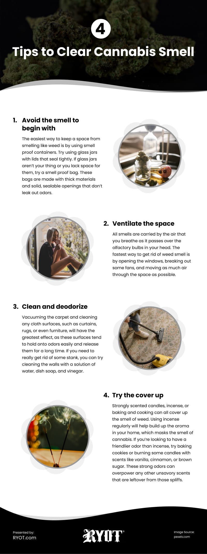 4 Tips to Clear Cannabis Smell Infographic